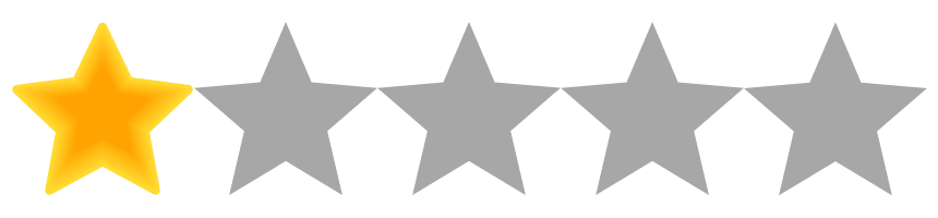 A five-star rating graphic with only the first star filled in yellow, indicating a one out of five rating.